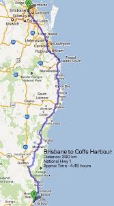 Brisbane To Coffs Harbour Road Map Australian Road Trip Map Australia Map
