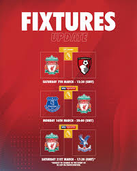 The champions will begin the defence of their title with a home match against championship winners leeds united. Liverpool Fc On Twitter Our Fixture Updates For March