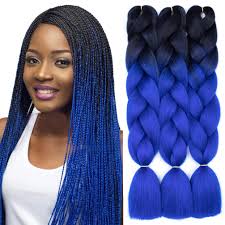 The least damaging way to go blue black is for women with blonde or brunette hair who are looking to go for a if you're into braided styles, this color job will leave a pretty blue streak running through your next set of dutch braids. Amazon Com Ombre Braiding Hair Kanekalon Black Blue Ombre Braiding Hair Extensions For Twist Braiding Crochet Synthetic Fiber Hair 5pcs Black Blue Beauty