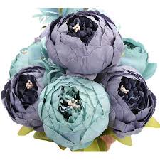 Artificial silk flowers online india. Duolvo Fake Flowers Vintage Artificial Peony Silk Flowers Wedding Home Decoration Pack Of 1 New Grey Blue Walmart Canada