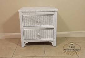 Lexington Henry Link White Wicker Two Drawer Commode Nightstand Wicker Headboard Wicker Shelf Wicker Bedroom