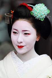 Maiko Girl Kyoto Japan Fab Make Up White Face Red Lips Pointing Eyes Geisha Japanese Geisha Japan Culture