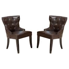 Set Of 2 Darden Tufted Bonded Leather Dining Chair Brown Christopher Knight Home Image 1 Of 4 Dining Chairs Leather Dining Chairs Leather Chair