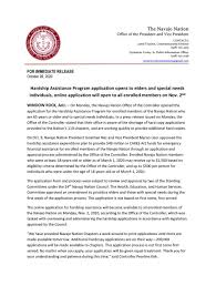 Navajo Nation President Jonathan Nez On Twitter Hardship Assistance Program Application Opens To Elders And Special Needs Individuals Online Application Will Open To All Enrolled Members On Nov 2nd Https T Co Iqs3y8dwq2