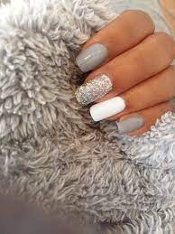 Grey White And Silver Gel Nails Homecoming Nails Acrylic White And Silver Nails Homecoming Nails Silver