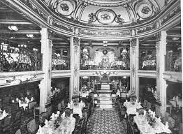 Titanic dining saloon film set vs. Titanic 1st Class Dining Room Titanic History Titanic Ship Rms Titanic