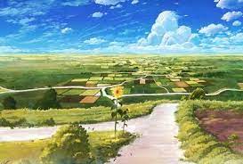 向日葵咲く田舎のあぜ道の壁紙 壁紙キングダム pc デスクトップ版 アニメの風景 風景の壁紙 庭作りのアイデア