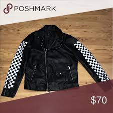 Black And White Checkered Leather Jacket Checkered Flag Leather Biker Forever 21 Jacket Coats Clothes Design Leather