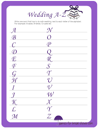Bridal Shower Alphabet Game Ask The Guests To Write A Wedding Related Word In Fro Bridal Games Bridal Shower Printables Bridal Shower Games Free Printables