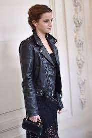 Shop Emma Watson S Blk Dnm Leather Biker Jacket While Attending Valentino Fashion Show At Paris Fashion We Emma Watson Emma Watson Style Emma Watson Beautiful