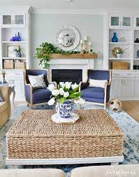 Not much else is needed here but a few stripes and. New Blue And White Living Room Updates Sand And Sisal White Living Room Decor Blue Living Room Blue And White Living Room
