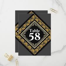 Formal Art Deco Gatsby Black Gold Table Number Zazzle Com With Images Gold Table Numbers Art Deco Gold Table