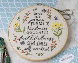 Free Uk Shipping Based On Galatians 5 22 23 This Embroidery Hoop Is An Original One Off Piece Feat Christian Embroidery Embroidery Hoop Art Embroidery Hoop