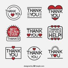 Design features a white background with black curved text reading: Premium Vector Set Of Thank You Stickers In Linear Style