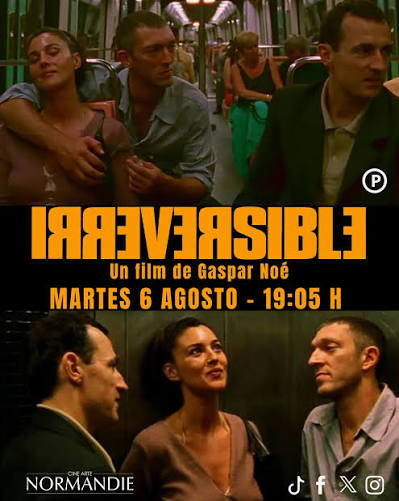 📢 ESPECIALES:"Irreversible". Dirigida por Gaspar Noé (2002) 🎬. 💥  Función: Martes 6 de agosto a las 19:05 hrs. 💥 Calificación: 18 años. 💥  Duración: 99 min. ⭕Link de pago en nuestras historias