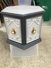 Octagon End Table Refurbished Furniture Rehab Upcycled Home Decor End Table Makeover