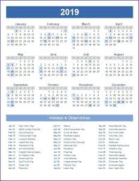 Yearly Printable 2019 Calendar Calendar 2019 Template