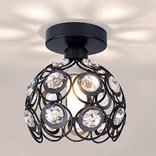 Whether you want to soften the colors in your kitchen, or use directional light to display art pieces in your living room, lighting can. Industrial Vintage Ceiling Light With Black Finished Metal Crystal Shade Modern Farmhouse Semi Flush Mount Ceiling Light Fixture For Kitchen Hallway Small Foyer Entryway Bathroom Closet Amazon Com