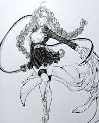 圖像裡可能有畫畫 白黒 絵 イラスト アニメ かっこいい