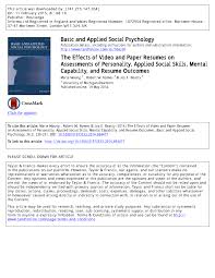 Research beyond the internet and your paper will stand out. Pdf The Effects Of Video And Paper Resumes On Assessments Of Personality Applied Social Skills Mental Capability And Resume Outcomes