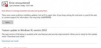 Windows 10 version 20h2 failed to install. Windows Update Error 0x800f0988 Solved Windows 10 Forums