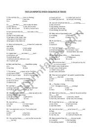 Complete the sentences in reported speech. Reported Speech Tests Sequence Of Tenses Esl Worksheet By Poroxod