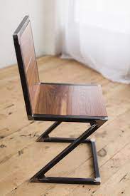 Walnut And Raw Steel Z Chair Factor Fabrication Welded Furniture Metal Furniture Raw Steel Furniture