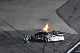 Driver's car flipped and skidded upside down after collision. Lajoie Explains Daytona Crash With Newman Racer