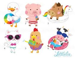 Farm Animal Pool Clipart Summer Clipart Pool Clipart Etsy Summer Clipart Clip Art Summer Animal