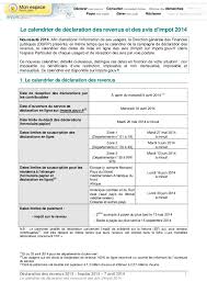 Declaration d impot 2014 date. Impot Sur Les Revenus 2013 Les Declarations En Ligne