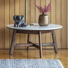 This marble top coffee table catches your eye. Gallery Barcelona Acacia Wood And White Marble Top Round Coffee Table Cfs Furniture Uk