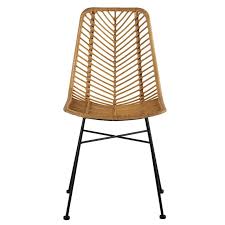 Rotin, bouleau 45 x prof. Chaise Rotin Tresse Et Metal Design Rattan