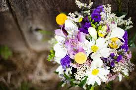 Purple Yellow And White Bouquet For Spring Wedding Purple Wedding Yellow Bouquets Bride Bouquets