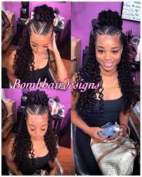 Image Result For Crochet Braids Half Up Half Down Half Braided Hairstyles Curly Hair Styles Curly Braided Hairstyles