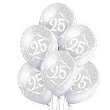 25 Jarig Jubileum Zilveren Ballonnen 12 Inch 30cm 6st Huwelijk Jaar Getrouwd Ballonplus Nl