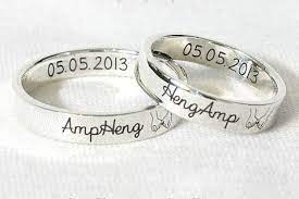4 Mm Couple Rings Personalized Silver Ring Custom Engraved Etsy Personalized Silver Rings Engraved Rings Vintage Flower Engagement Rings