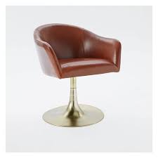 West Elm Bond Leather Swivel Chair Russet Blackened Brass Base 500 Liked On Polyvor Leather Swivel Chair Upholstered Swivel Chairs Swivel Office Chair