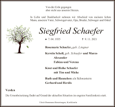 Traueranzeigen von Siegfried Schaefer