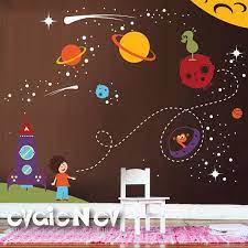 The accuweather shop is bringing you great deals on lots of top dream furniture llc mirrors including hi,fancy 6pcs wave stereoscopic mirror wall sticker housing decoration for tv background. Spaceship Wall Decals Nursery Outer Space Stickers With Etsy Space Wall Decals Nursery Wall Decals Boy Kids Wall Decals