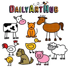 Stick Farm Animals Clip Art Set Daily Art Hub Free Clip Art Everyday Farm Animal Painting Animal Doodles Animal Clipart