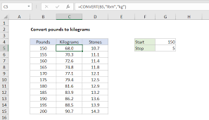 Excel Formula Convert Pounds To Kilograms Exceljet