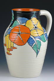 Clarice Cliff Lotus Jug Latona Bouquet Pattern Bizarre Marked 1930 300mm High Clarice Cliff Pottery Pottery Art