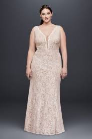 V Neck Lace Sheath Plus Size Wedding Dress David S Bridal Casual Wedding Dress Davids Bridal Wedding Dresses Plus Size Wedding Gowns