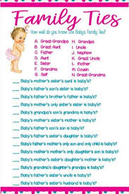 Gender Neutral Family Ties Baby Shower Game In 2020 Baby Shower Games Coed Coed Baby Shower Fun Baby Shower Games