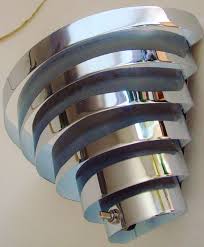 Pair Of American Art Deco Venetian Blind Chrome Plated Sconce Wall Fixtures At 1stdibs