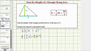Jan 20, 2021 · if you know the side length and height of a triangle that is isosceles, you can find the base of the triangle using this formula: Area Of Triangles Solutions Examples Videos Worksheets Activities