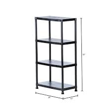 The small shelf size measures at 5 x 5 x 5 ½ inches (13 x 13 x 14 cm) and hold up to 15 pounds (7 kg). Hdx Black 4 Tier Plastic Garage Storage Shelving Unit 28 In W X 52 In H X 15 In D 17307263b The Home Depot