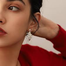 Christmas Tree Earrings Round Ruby Emerald Earrings Pave Moissanie Jew