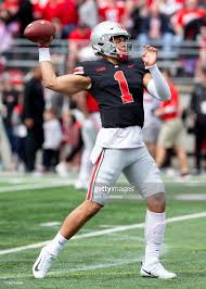 Ohio State Buckeyes Quarterback Justin Fields Passes The Ball During Ohiostatebuckeyes N Ohio State Buckeyes Football Justin Fields Ohio State Quarterbacks