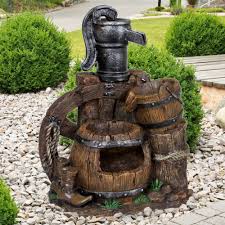 Zierbrunnen Garten Holz Fass Optik B 45 Cm